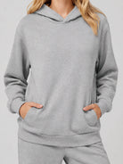YUCOLEN Women's Loose Fit Fleece Lined Hoodie with Cotton Blend Fabric in Light Grey