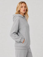 YUCOLEN Women's Loose Fit Fleece Lined Hoodie with Cotton Blend Fabric in Light Grey