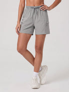 YUCOLEN Women's Quick Dry Hiking Cargo Shorts UPF 50 Plus Lightweight 5 Inch Athletic Shorts in Light Grey