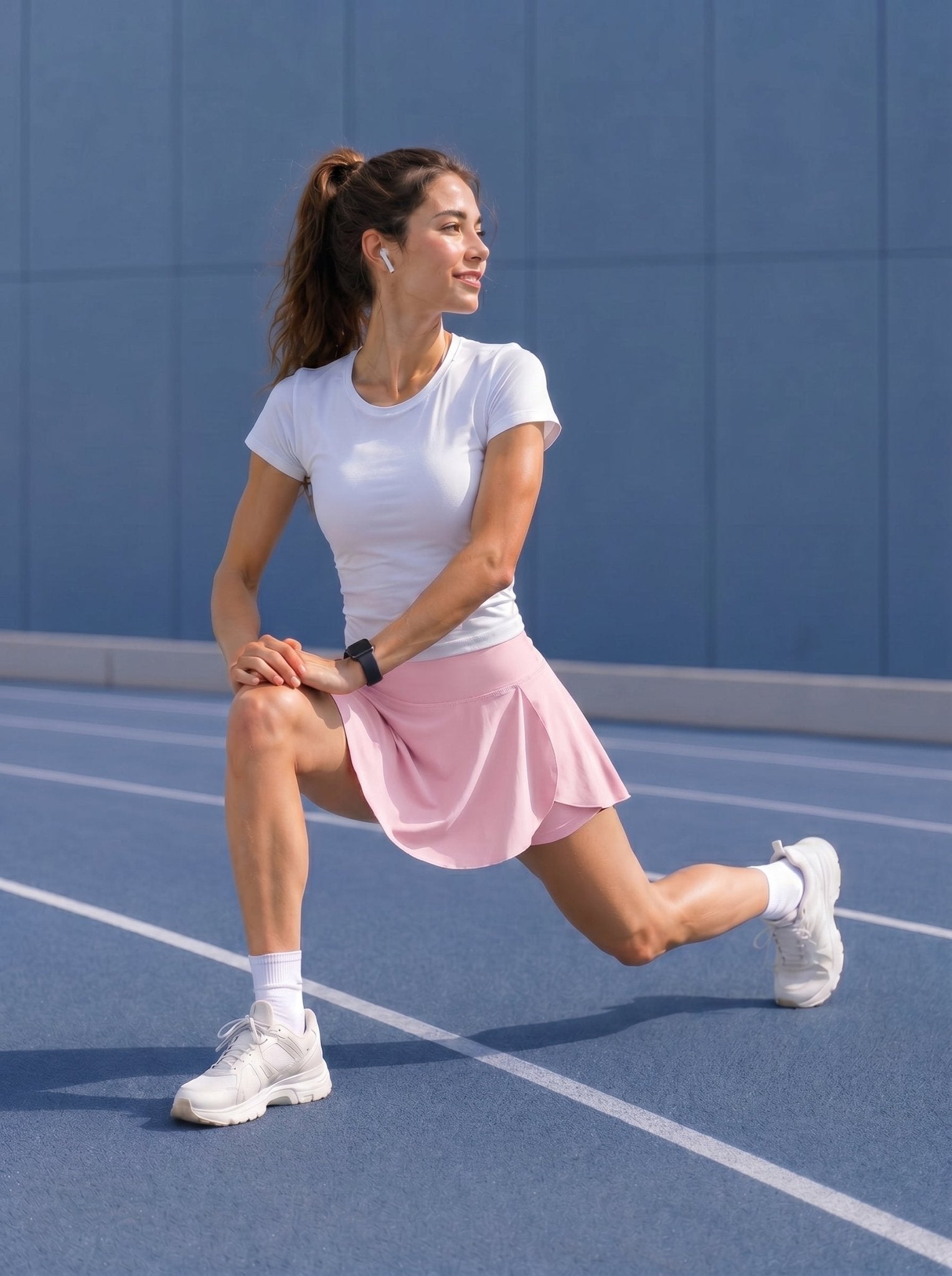 YUCOLEN Women High Waisted Pleated Tennis Skort - Pickleball Golf Skirt with Pockets in Light Pink