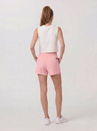 YUCOLEN Women's High Waisted Lightweight Running Shorts - Stretch Workout Shorts in Light Pink