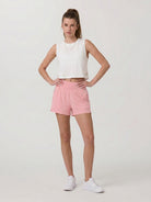 YUCOLEN Women's High Waisted Lightweight Running Shorts - Stretch Workout Shorts in Light Pink