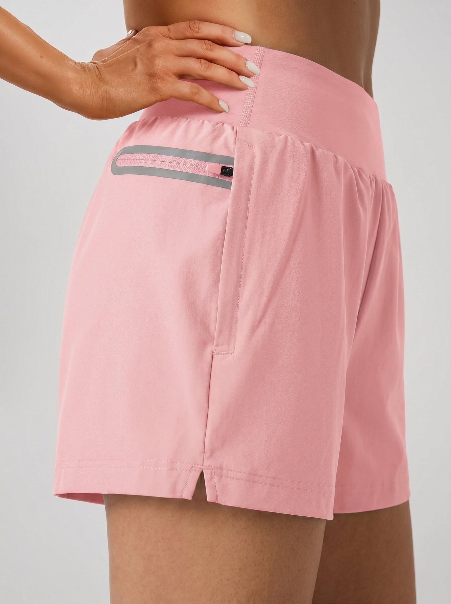YUCOLEN Women's High Waisted Lightweight Running Shorts - Stretch Workout Shorts in Light Pink