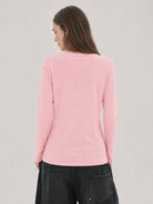 YUCOLEN Women's Long Sleeve Tri-blend Shirt Soft Breathable Loose Fit Crew Neck Tee in Light Pink