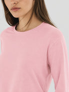 YUCOLEN Women's Long Sleeve Tri-blend Shirt Soft Breathable Loose Fit Crew Neck Tee in Light Pink