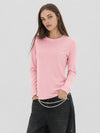YUCOLEN Women's Long Sleeve Tri-blend Shirt Soft Breathable Loose Fit Crew Neck Tee in Light Pink