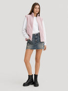 YUCOLEN Women's Sherpa Fleece Vest Fuzzy Zip Up Sleeveless Jacket with 4 Pockets in Light Pink