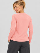 YUCOLEN Women’s Stretch Thermal Long Sleeve Active Top in Light Pink