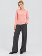 YUCOLEN Women’s Stretch Thermal Long Sleeve Active Top in Light Pink