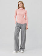 YUCOLEN Womens Thermal Long Sleeve Workout Top with Thumb Holes in Light Pink