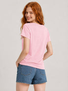 YUCOLEN Women's UPF 50+ V Neck T-Shirt Soft Tri-Blend Sun Protection Performance Tee in Light Pink
