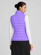 YUCOLEN Women's 270g Lightweight Down Quilted Puffer Vest Windproof Sleeveless Jacket in Light Purple