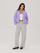 YUCOLEN Women's Cropped Fleece Jacket Full Zip Lightweight Workout Coat in Light Purple