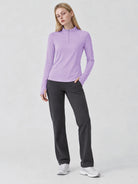 YUCOLEN Women's Fleece Quarter Zip Pullover for Running & Golf in Light Purple