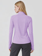 YUCOLEN Women's Fleece Quarter Zip Pullover for Running & Golf in Light Purple