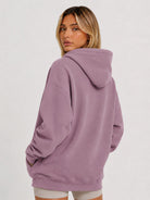 YUCOLEN Women's Oversized Textured Fleece Hoodie Loose Pullover Sweatshirt with Kangaroo Pocket in Light Purple