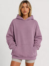 YUCOLEN Women's Oversized Textured Fleece Hoodie Loose Pullover Sweatshirt with Kangaroo Pocket in Light Purple