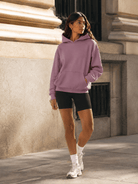 YUCOLEN Women's Oversized Textured Fleece Hoodie Loose Pullover Sweatshirt with Kangaroo Pocket in Light Purple