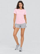 YUCOLEN Womens Quick Dry UPF 50 Athletic Short Sleeve Workout Top in Light Purple