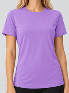 YUCOLEN Womens Quick Dry UPF 50 Athletic Short Sleeve Workout Top in Light Purple