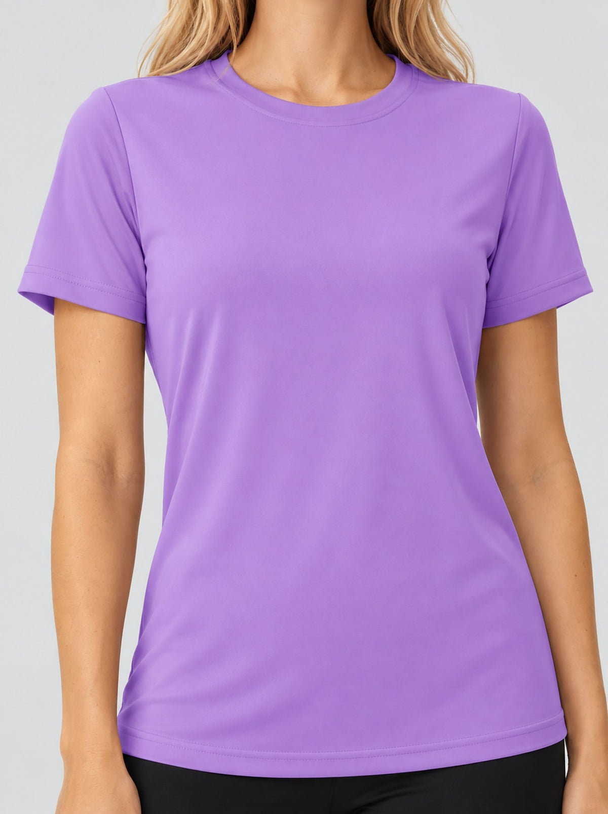 YUCOLEN Womens Quick Dry UPF 50 Athletic Short Sleeve Workout Top in Light Purple