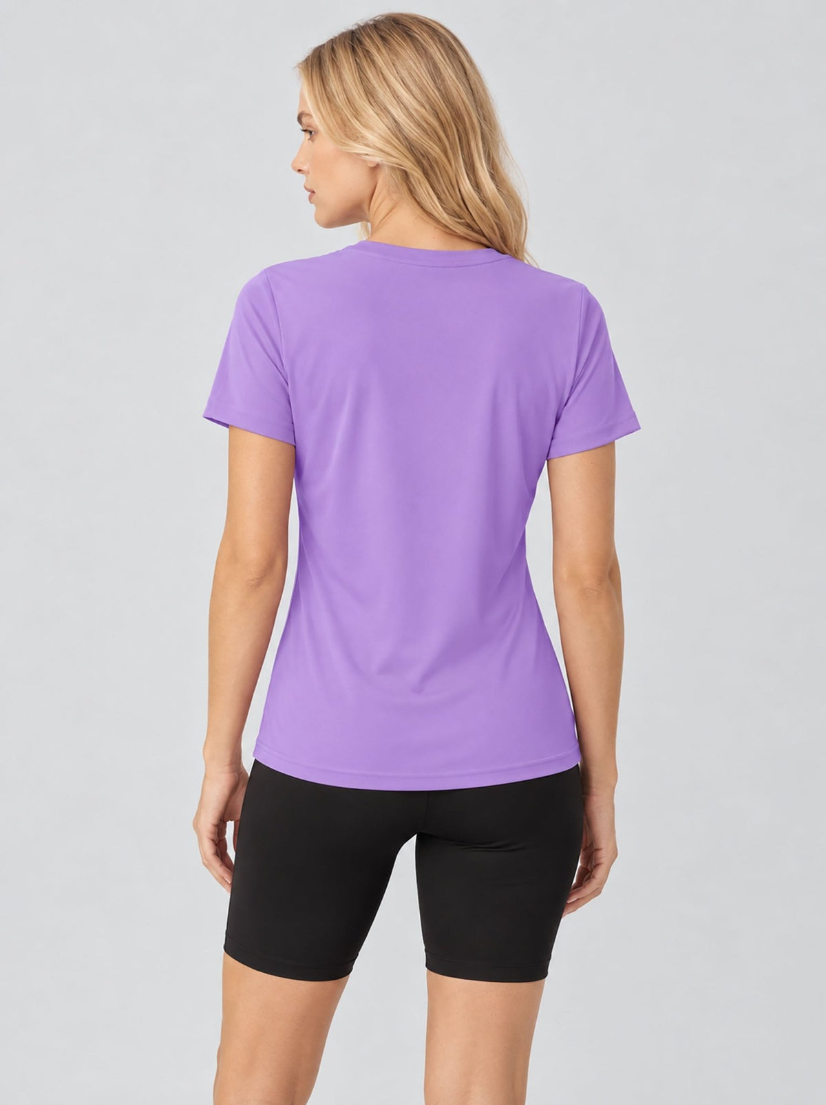 YUCOLEN Womens Quick Dry UPF 50 Athletic Short Sleeve Workout Top in Light Purple