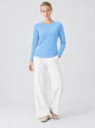 YUCOLEN Women’s Stretch Thermal Long Sleeve Active Top in Light Sky Blue