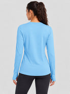 YUCOLEN Womens Thermal Running Top with Thumb Holes and Zip Pocket in Maroon