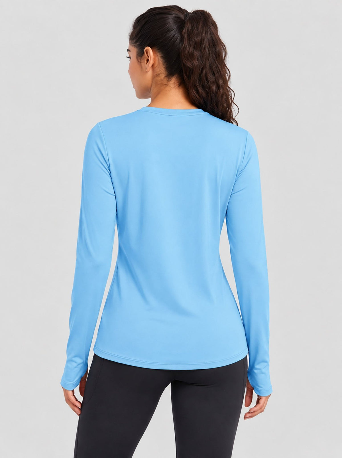 YUCOLEN Womens Thermal Running Top with Thumb Holes and Zip Pocket in Maroon