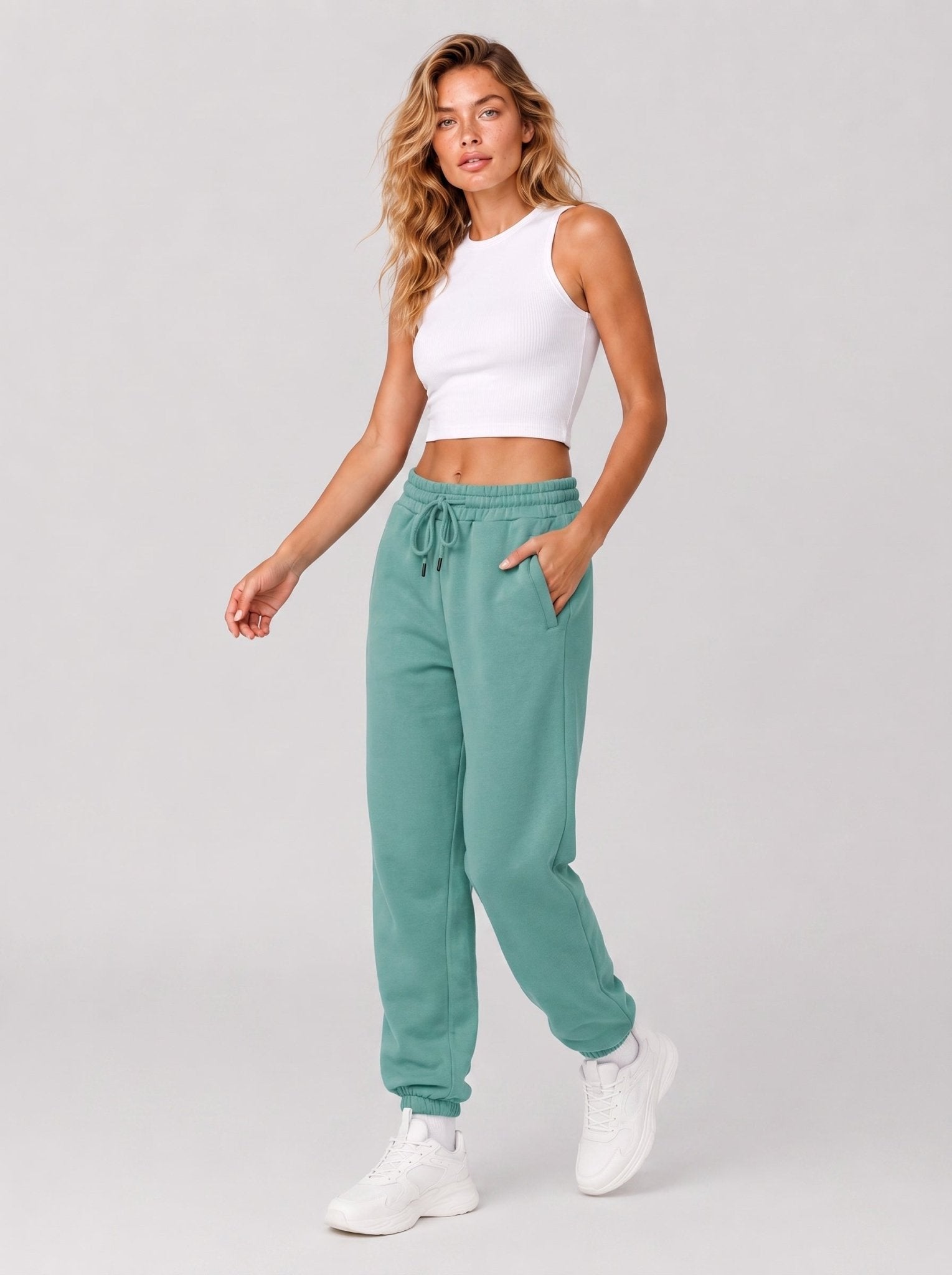 YUCOLEN Heavyweight Fleece Lined Sweatpants Baggy Unisex Relaxed Fit Joggers in Medium blue