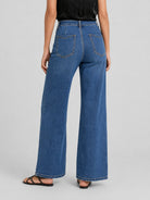 YUCOLEN Women's High Waisted Straight Leg Stretchy Denim Jeans with Pockets in Medium Blue