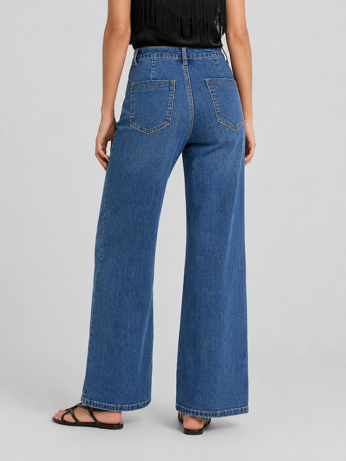 YUCOLEN Women's High Waisted Straight Leg Stretchy Denim Jeans with Pockets in Medium Blue