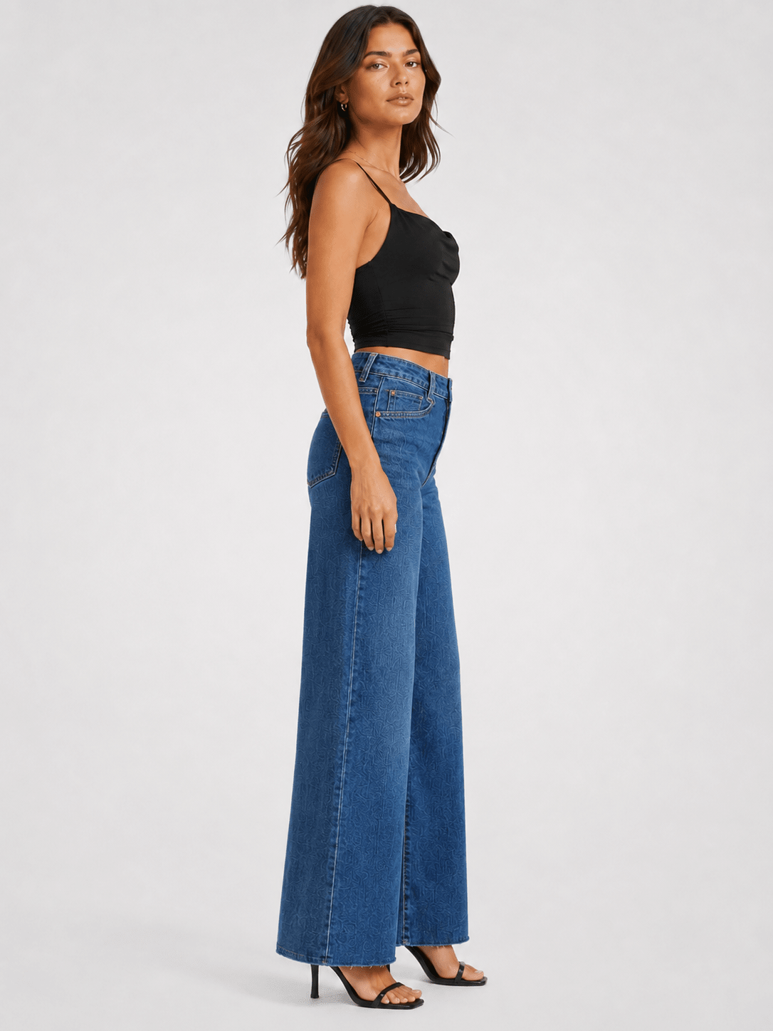 YUCOLEN Women's High Waisted Wide Leg Jeans Stretchy Vintage Loose Denim Pants in Medium Blue
