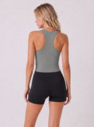 YUCOLEN Women Crop Workout Tank Top with Built in Bra Padded Racerback Yoga Top in Medium Grey