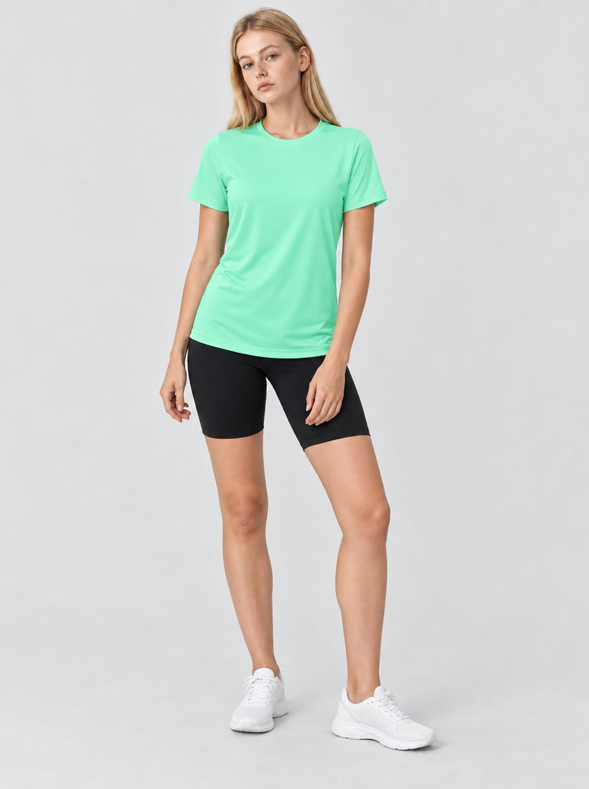 YUCOLEN Womens Quick Dry UPF 50 Athletic Short Sleeve Workout Top in Mint Green