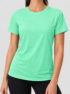 YUCOLEN Womens Quick Dry UPF 50 Athletic Short Sleeve Workout Top in Mint Green