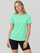 YUCOLEN Womens Quick Dry UPF 50 Athletic Short Sleeve Workout Top in Mint Green