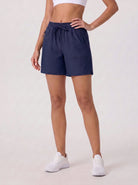 YUCOLEN Women 5 Inch Water Resistant Hiking Shorts UPF 50 Plus Quick Dry Golf Shorts with Zipper Pockets in Navy