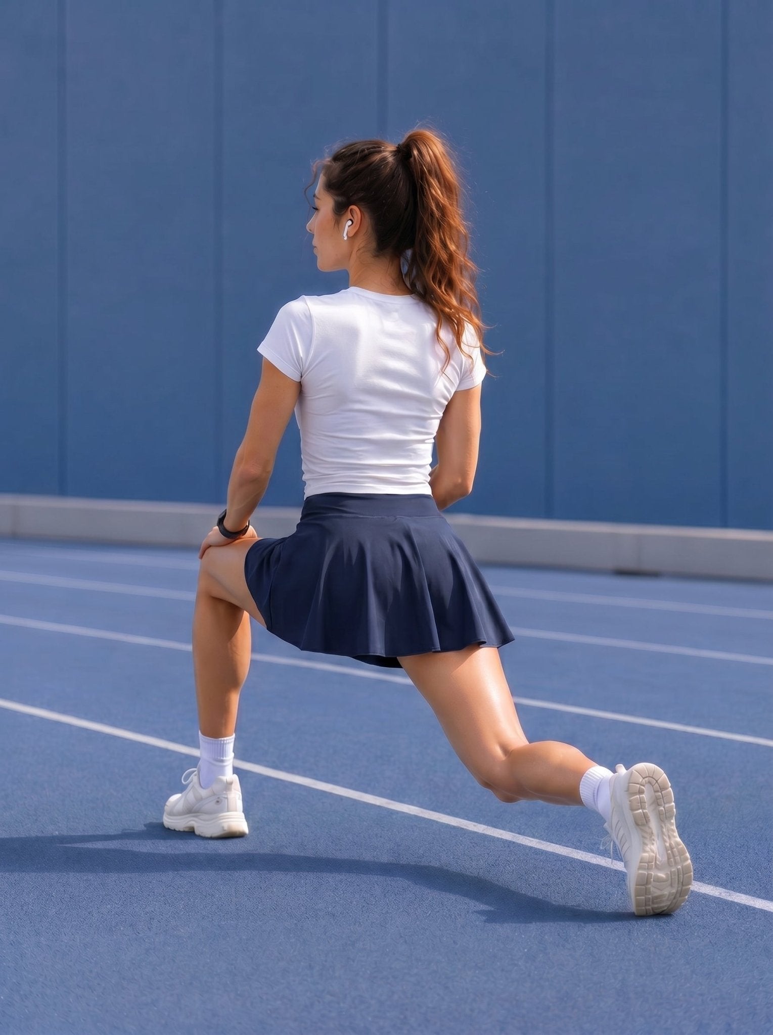 YUCOLEN Women High Waisted Pleated Tennis Skort - Pickleball Golf Skirt with Pockets in Navy