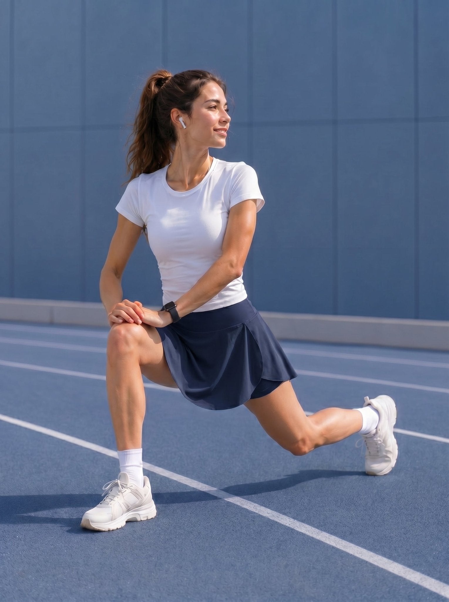 YUCOLEN Women High Waisted Pleated Tennis Skort - Pickleball Golf Skirt with Pockets in Navy