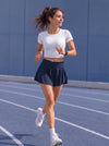 YUCOLEN Women High Waisted Pleated Tennis Skort - Pickleball Golf Skirt with Pockets in Navy