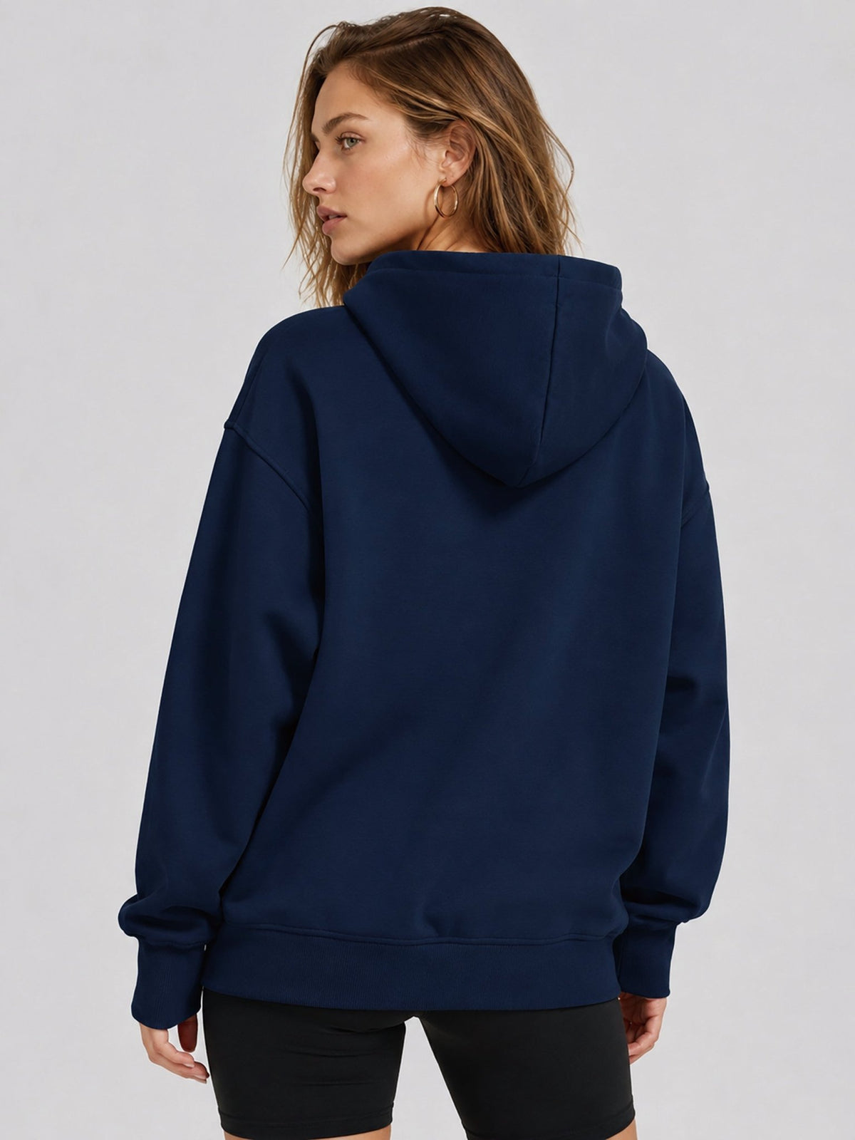 YUCOLEN Women Oversized Fleece Hoodie Loose Pullover Sweatshirt with Thumb Holes in Navy