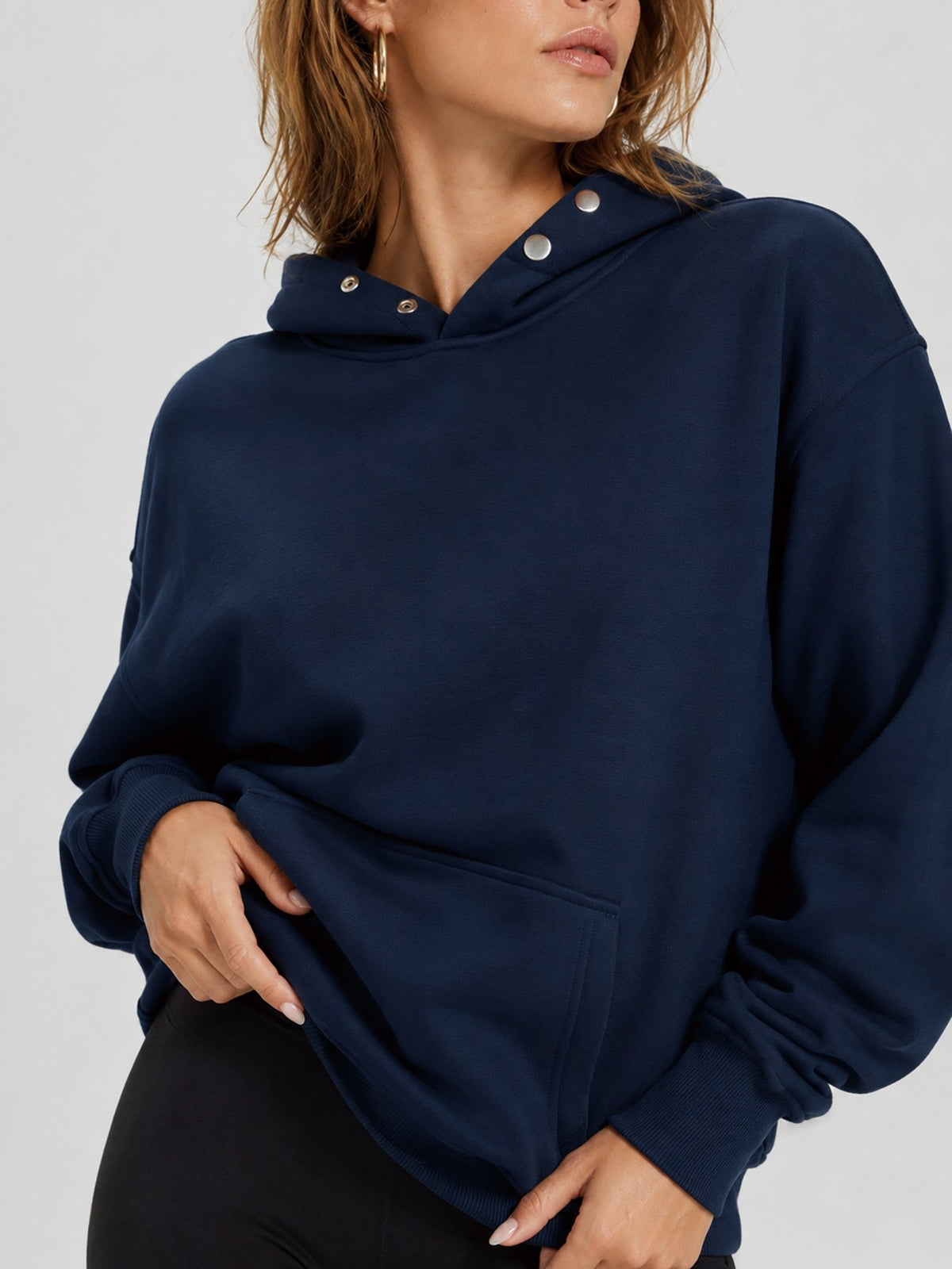 YUCOLEN Women Oversized Fleece Hoodie Loose Pullover Sweatshirt with Thumb Holes in Navy