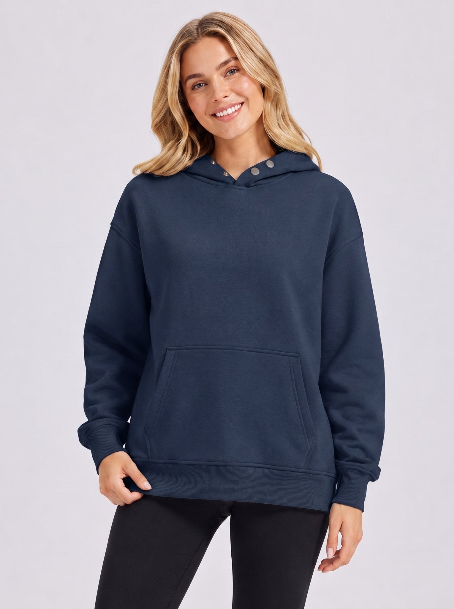 YUCOLEN Women Oversized Fleece Hoodie Loose Pullover Sweatshirt with Thumb Holes in Navy