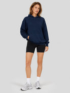 YUCOLEN Women Oversized Fleece Hoodie Loose Pullover Sweatshirt with Thumb Holes in Navy