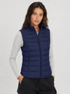 YUCOLEN Women's 270g Lightweight Down Quilted Puffer Vest Windproof Sleeveless Jacket in Navy