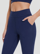 YUCOLEN Women's Flare Yoga Pants Foldover High Waist Bootcut Leggings with Pockets in Navy