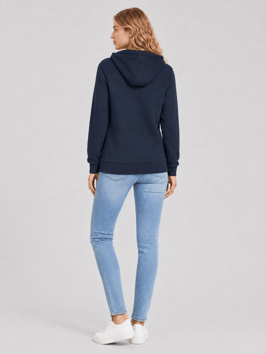 YUCOLEN Women's Fleece Lined Zip Up Hoodie Lightweight Athletic Hooded Sweatshirt in Navy