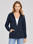 YUCOLEN Women's Fleece Lined Zip Up Hoodie Lightweight Athletic Hooded Sweatshirt in Navy