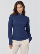 YUCOLEN Women's Fleece Quarter Zip Pullover for Running & Golf in Navy